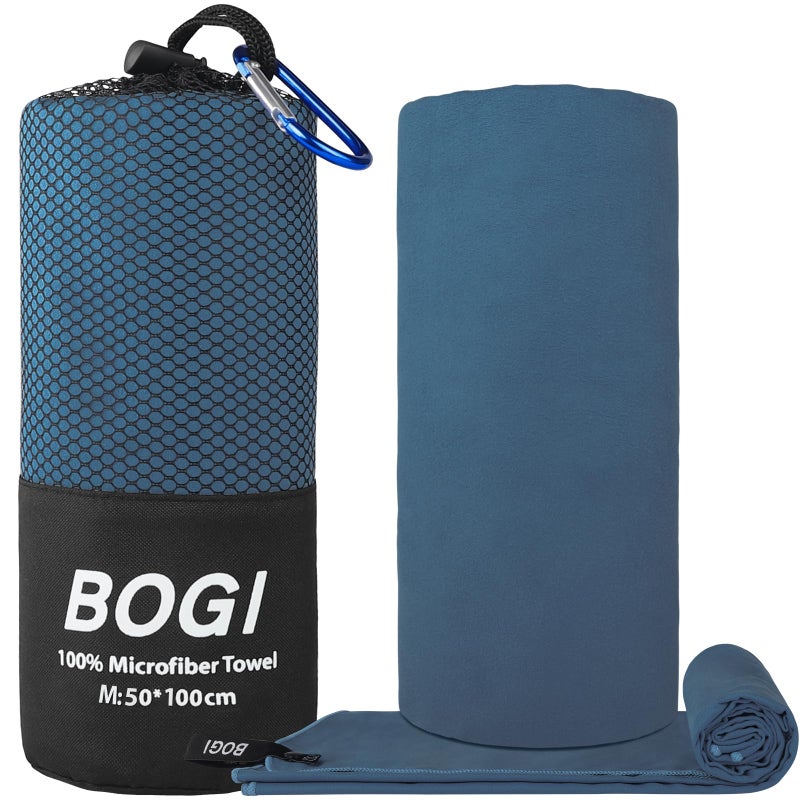 BOGI Microfiber Travel Sports Towel-Quick Dry Towel, Soft Lightweight Microfiber Camping Towel Absorbent Compact Travel Towel for Camping Gym Beach Bath Yoga Swimming Backpacking (M:40''x20''-Nblue) - Image 2